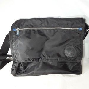 Kenneth Cole Reaction Messenger Laptop Bag Nylon Black Blue Inside 13" x 16"